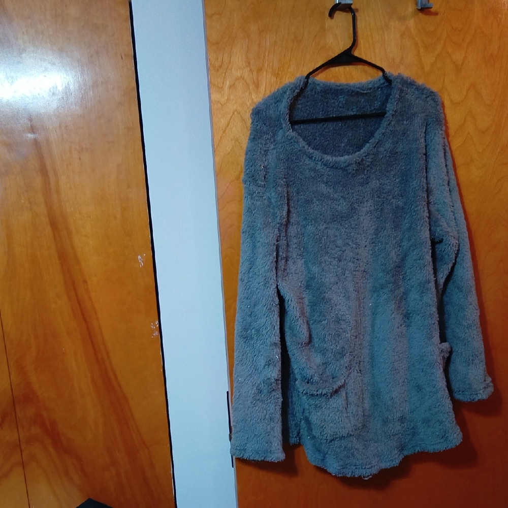Cozy Gray Fuzzy Sweater